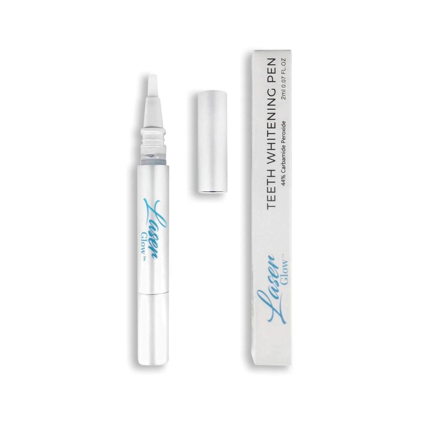 LaserGlow 44% carbamide peroxide teeth whitening pen for advanced stain removal and brighter smiles.