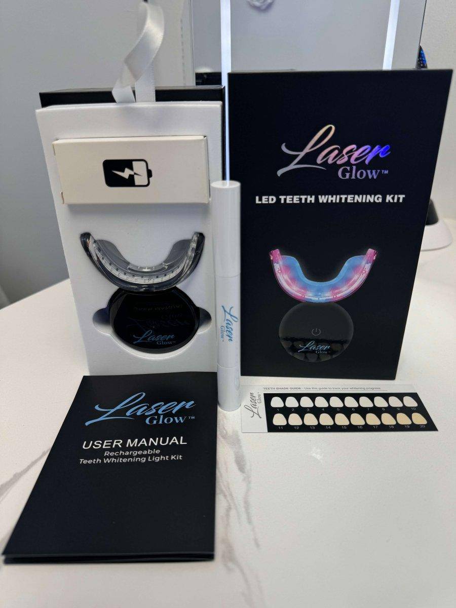 Wireless teeth whitening system by LaserGlow for easy at-home use.