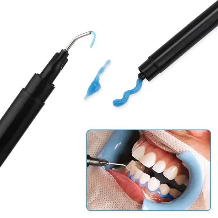 Professional dental use of LaserGlow gingival barrier for safe teeth bleaching procedures