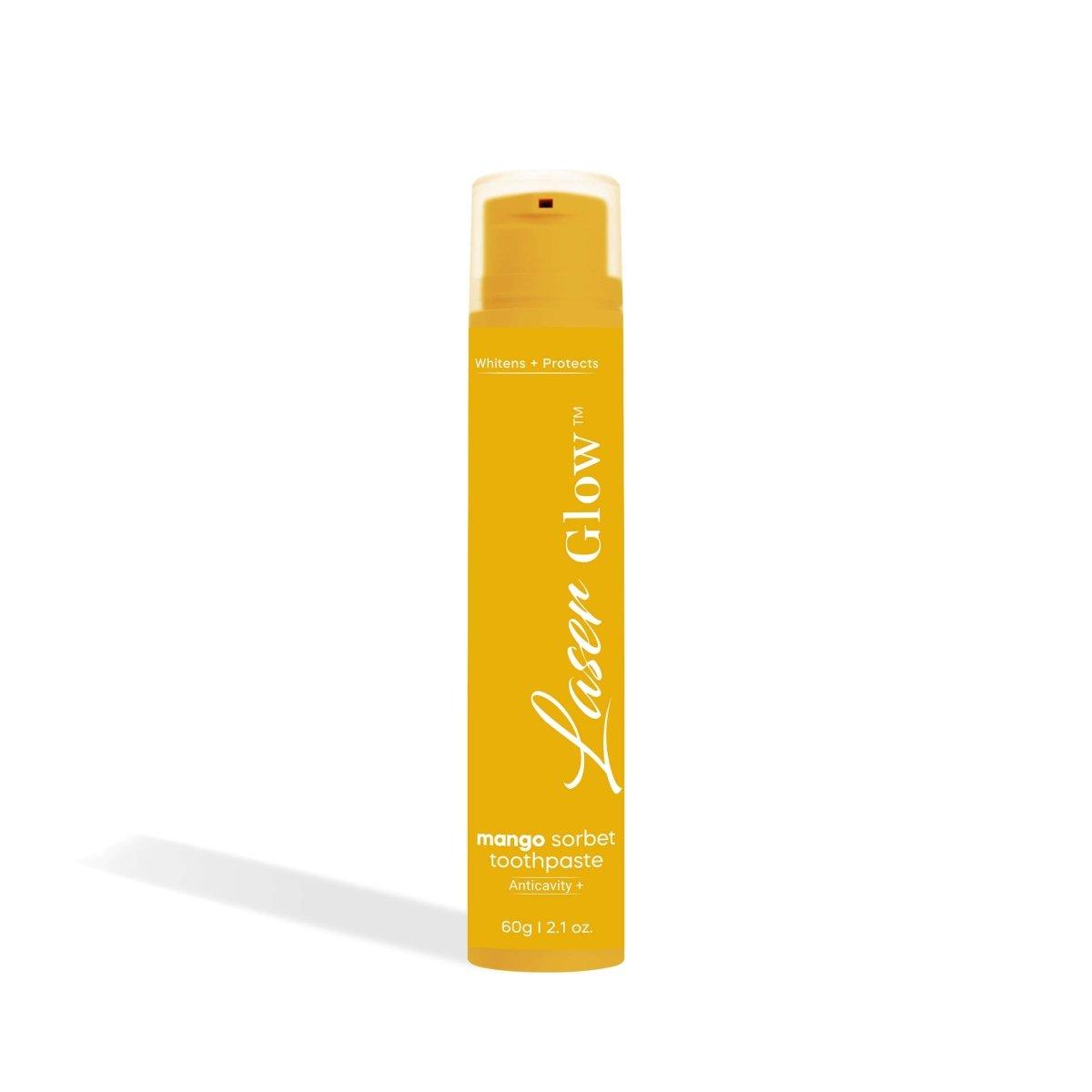 laserglow mango sorbet flavored toothpaste tube