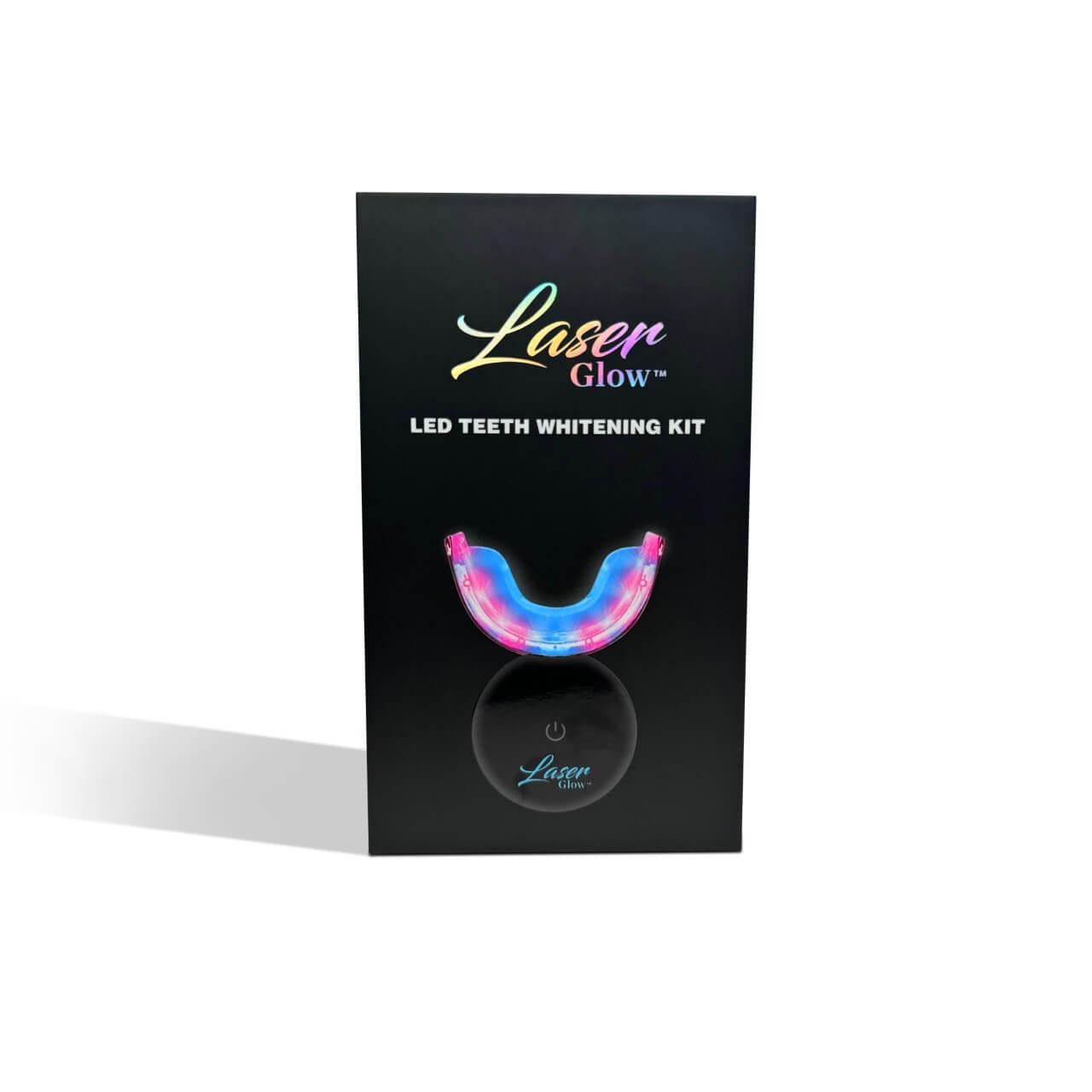 Professional teeth whitening at home with LaserGlow wireless LED kit.