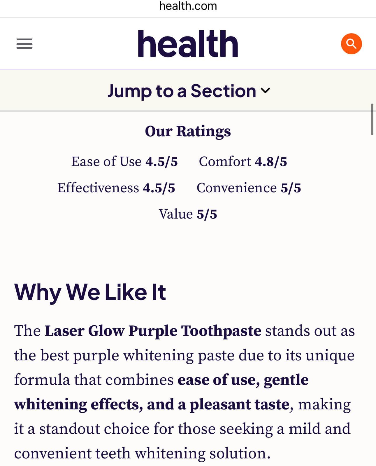 Professional LaserGlow purple toothpaste for instant brightening and shine.